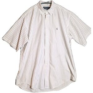 VTG Y2K Ralph Lauren Blake Stripe Shirt L Made in Mauritius Ivy Prep